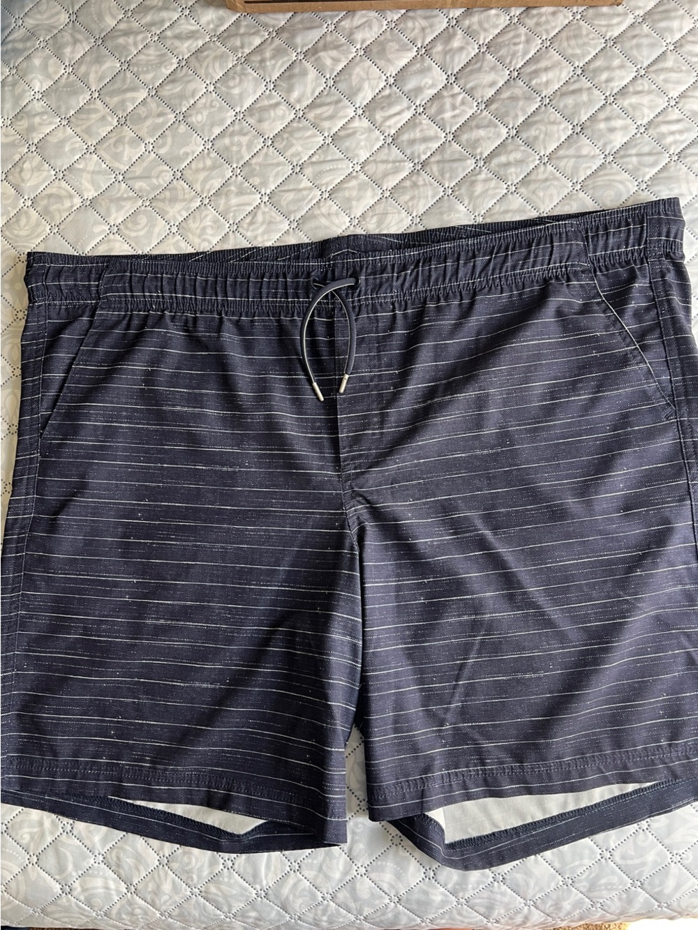 George Dark Navy Pinstripe Swim Trunks